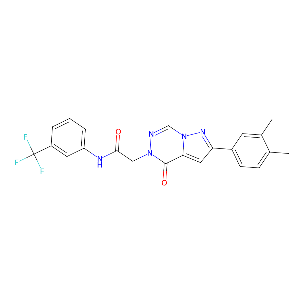 2-[2-(3,4-dimethylphenyl)-4-oxopyrazolo[1,5-d][1,2,4]triazin-5(4H)-yl]-N-[3-(trifluoromethyl)phenyl]acetamide molecular structure, CAS 1021079-15-1