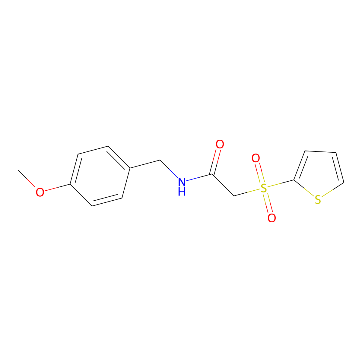 N-(4-methoxybenzyl)-2-(thiophen-2-ylsulfonyl)acetamide molecular structure, CAS 1021079-27-5