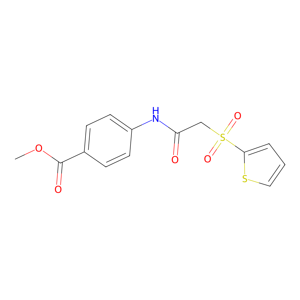 Methyl 4-{[(2-thienylsulfonyl)acetyl]amino}benzoate molecular structure, CAS 1021079-31-1