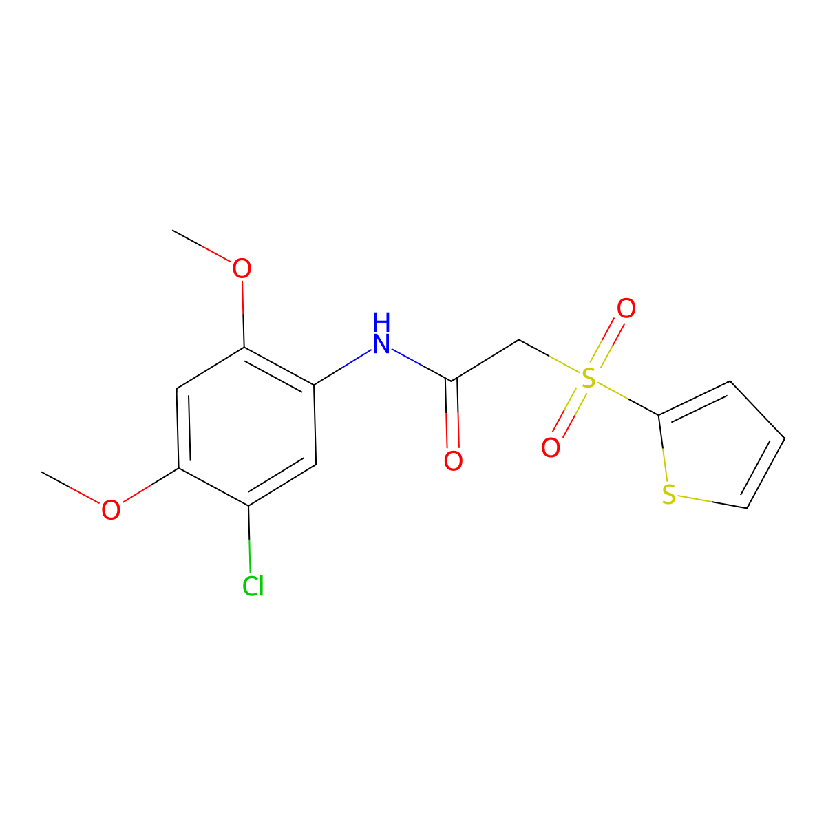 N-(5-chloro-2,4-dimethoxyphenyl)-2-(thiophen-2-ylsulfonyl)acetamide molecular structure, CAS 1021079-37-7