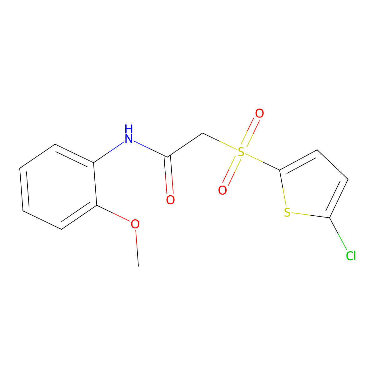 2-((5-chlorothiophen-2-yl)sulfonyl)-N-(2-methoxyphenyl)acetamide molecular structure, CAS 1021079-41-3