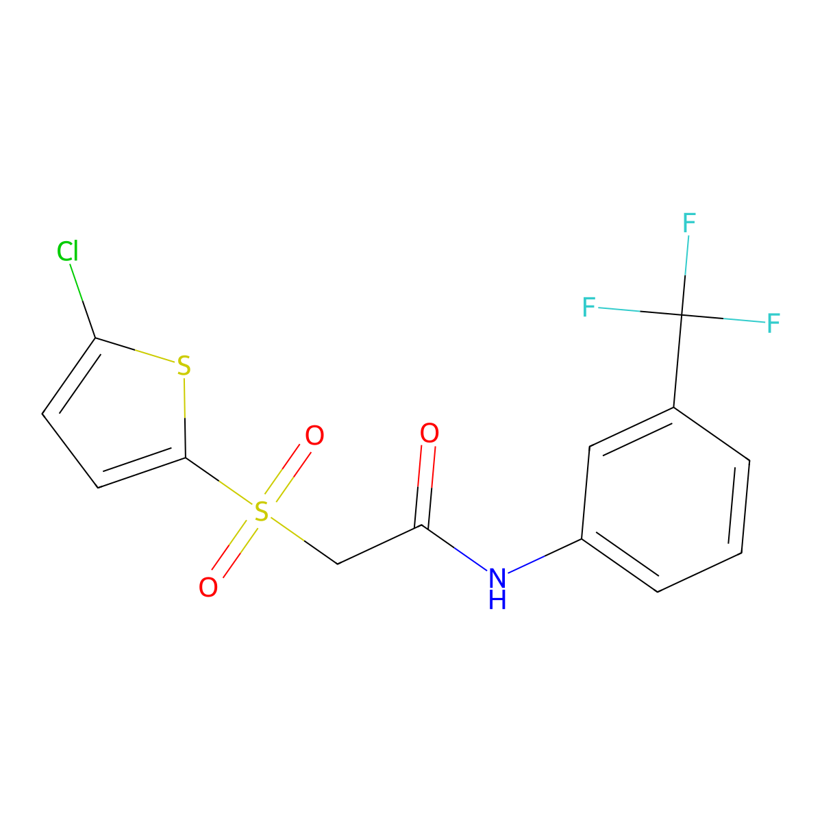 2-((5-chlorothiophen-2-yl)sulfonyl)-N-(3-(trifluoromethyl)phenyl)acetamide molecular structure, CAS 1021079-42-4