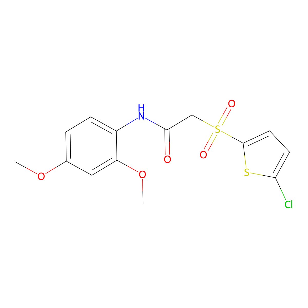 2-((5-chlorothiophen-2-yl)sulfonyl)-N-(2,4-dimethoxyphenyl)acetamide molecular structure, CAS 1021079-43-5