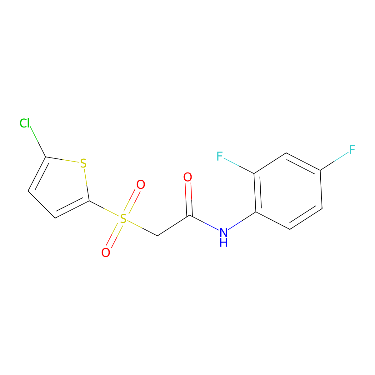 2-((5-chlorothiophen-2-yl)sulfonyl)-N-(2,4-difluorophenyl)acetamide molecular structure, CAS 1021079-47-9