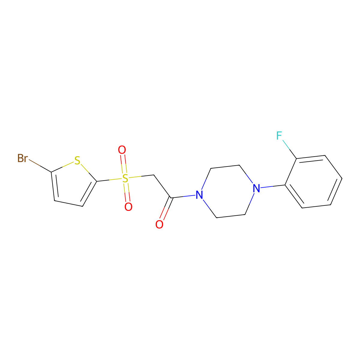 1-{[(5-Bromo-2-thienyl)sulfonyl]acetyl}-4-(2-fluorophenyl)piperazine molecular structure, CAS 1021079-55-9