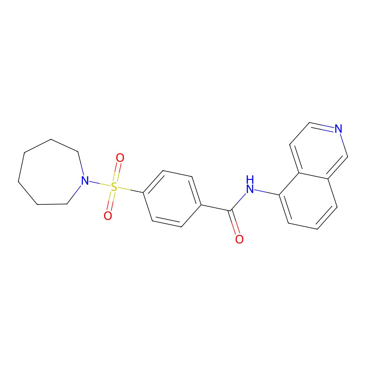 4-(azepan-1-ylsulfonyl)-N-(isoquinolin-5-yl)benzamide molecular structure, CAS 1021079-65-1