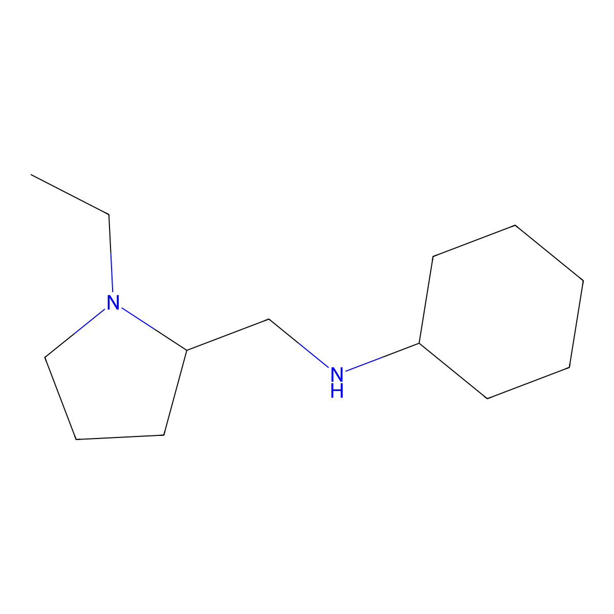 N-[(1-ethylpyrrolidin-2-yl)methyl]cyclohexanamine molecular structure, CAS 1021079-83-3