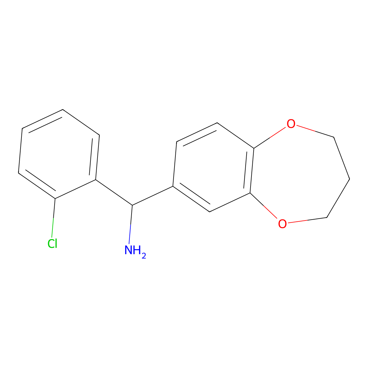(2-chlorophenyl)(3,4-dihydro-2H-1,5-benzodioxepin-7-yl)methanamine molecular structure, CAS 1021079-84-4
