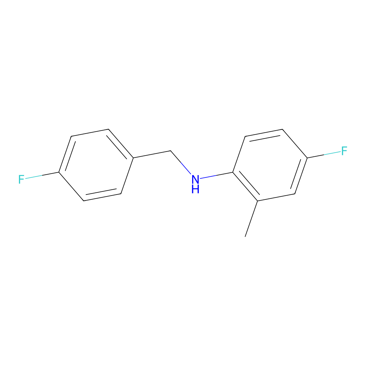 4-Fluoro-N-(4-fluorobenzyl)-2-methylaniline molecular structure, CAS 1021079-93-5