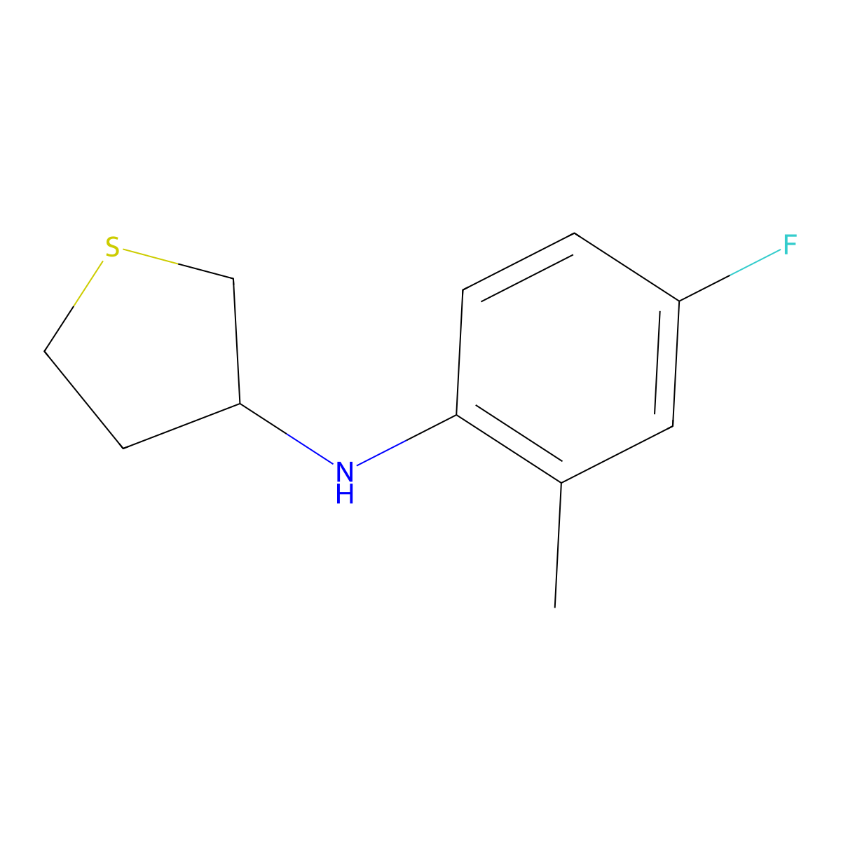 N-(4-fluoro-2-methylphenyl)thiolan-3-amine molecular structure, CAS 1021080-05-6