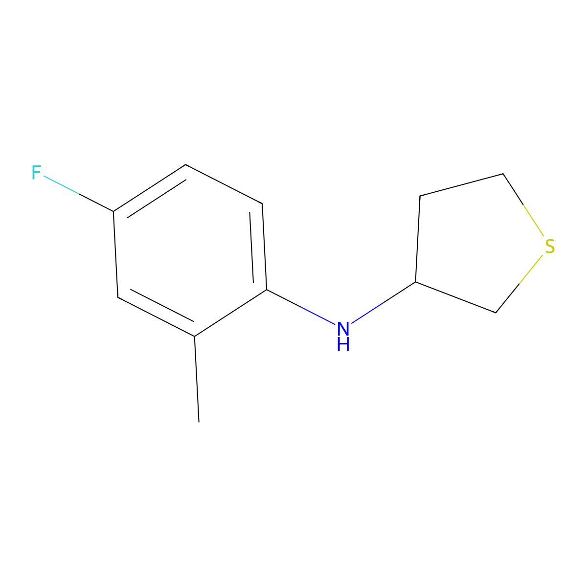 N-(4-fluoro-2-methylphenyl)thiolan-3-amine molecular structure, CAS 1021080-05-6