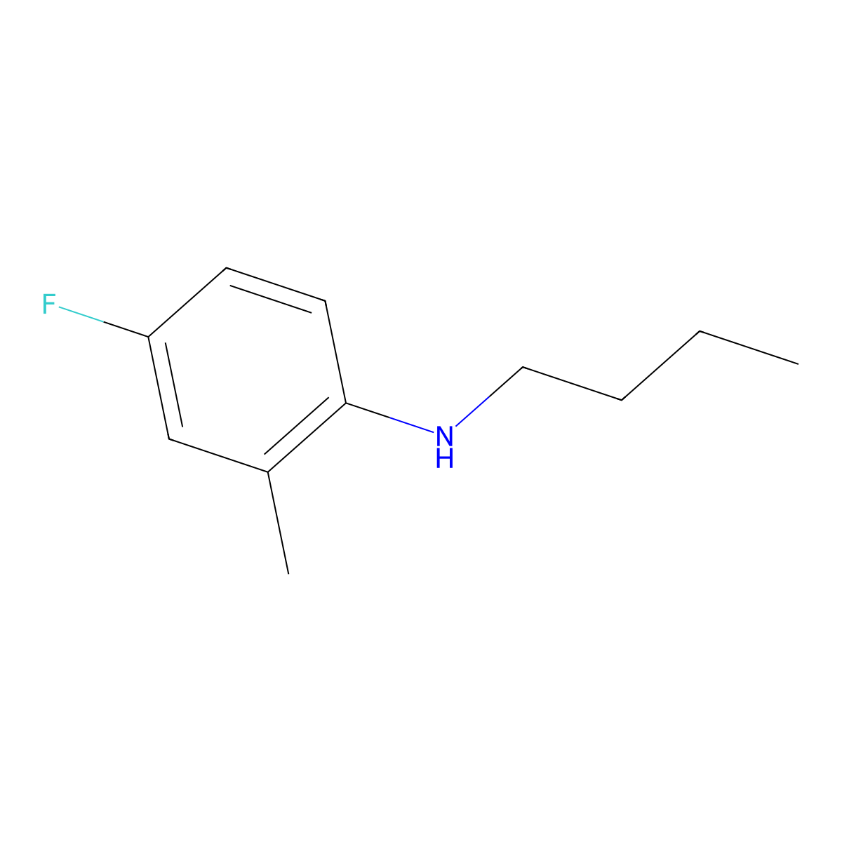 N-butyl-4-fluoro-2-methylaniline molecular structure, CAS 1021080-26-1