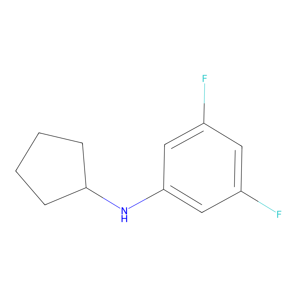 N-cyclopentyl-3,5-difluoroaniline molecular structure, CAS 1021080-50-1