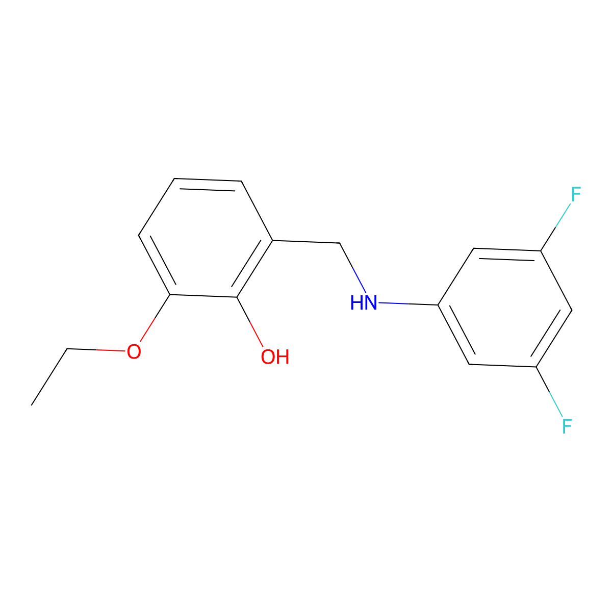 2-(((3,5-Difluorophenyl)amino)methyl)-6-ethoxyphenol molecular structure, CAS 1021080-70-5