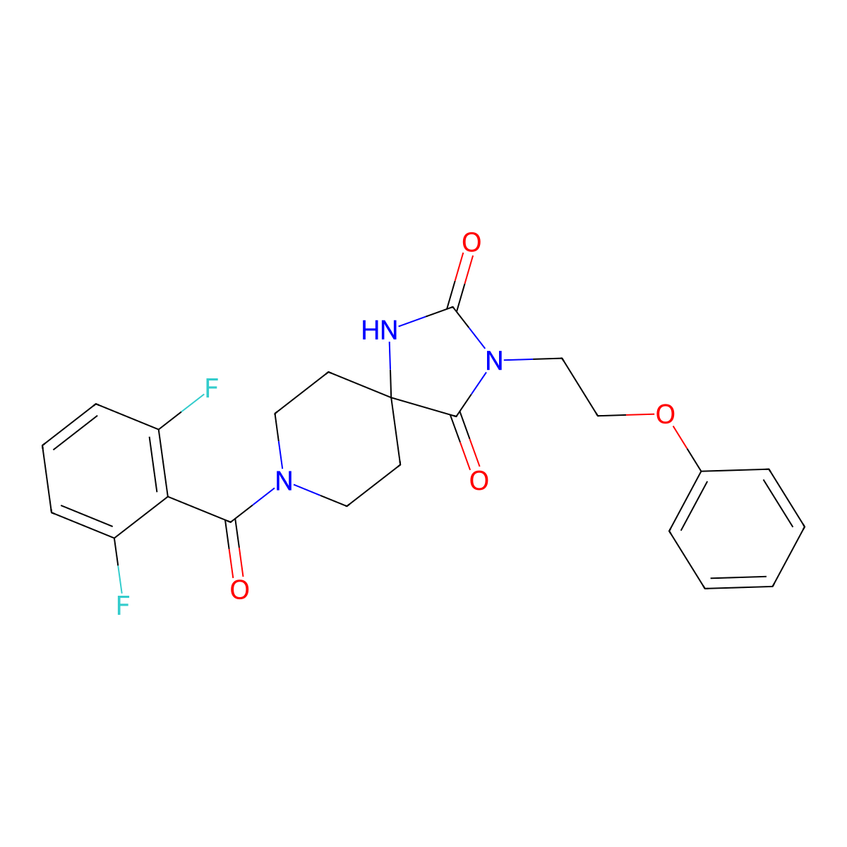 8-(2,6-Difluorobenzoyl)-3-(2-phenoxyethyl)-1,3,8-triazaspiro[4.5]decane-2,4-dione molecular structure, CAS 1021081-03-7