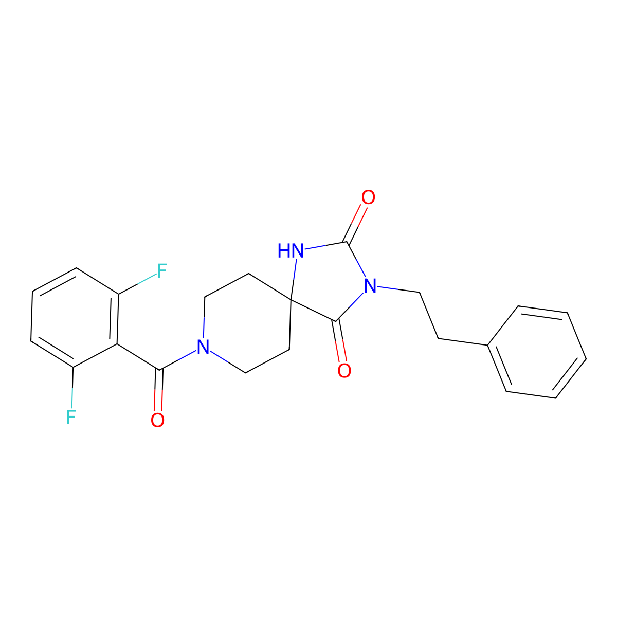8-(2,6-Difluorobenzoyl)-3-phenethyl-1,3,8-triazaspiro[4.5]decane-2,4-dione molecular structure, CAS 1021081-19-5