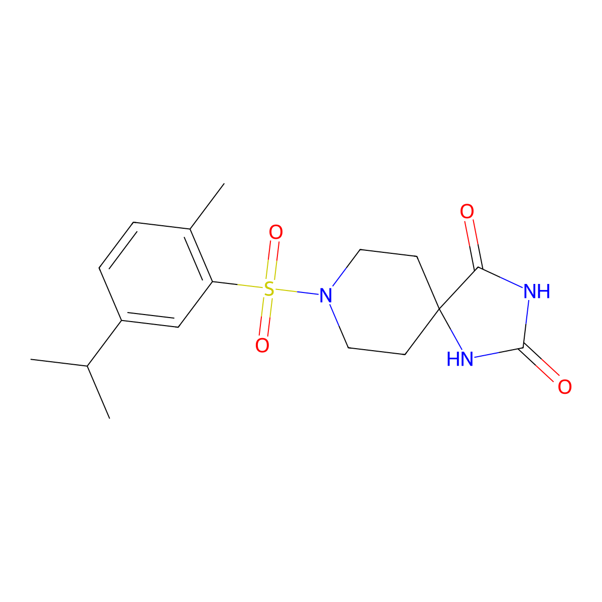 8-((5-Isopropyl-2-methylphenyl)sulfonyl)-1,3,8-triazaspiro[4.5]decane-2,4-dione molecular structure, CAS 1021081-37-7