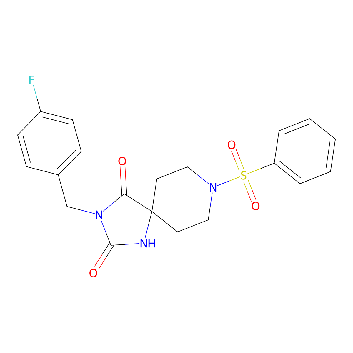 3-(4-Fluorobenzyl)-8-(phenylsulfonyl)-1,3,8-triazaspiro[4.5]decane-2,4-dione molecular structure, CAS 1021081-43-5