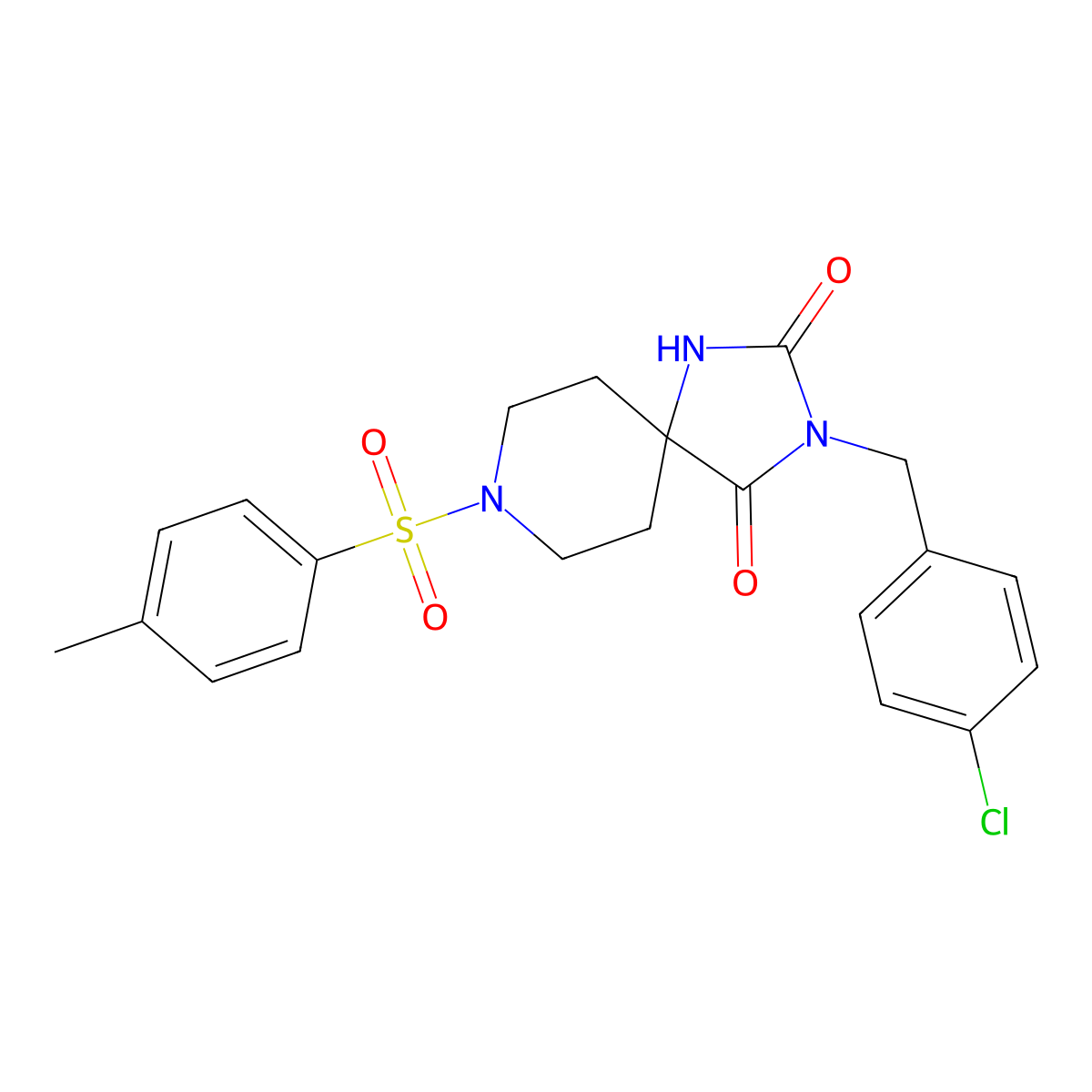 3-(4-Chlorobenzyl)-8-tosyl-1,3,8-triazaspiro[4.5]decane-2,4-dione molecular structure, CAS 1021081-51-5