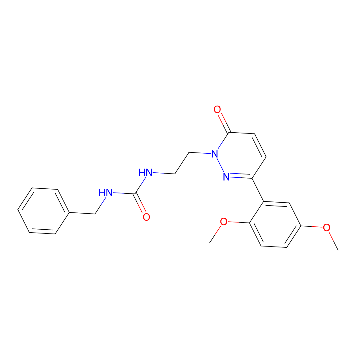 1-benzyl-3-(2-(3-(2,5-dimethoxyphenyl)-6-oxopyridazin-1(6H)-yl)ethyl)urea molecular structure, CAS 1021081-88-8
