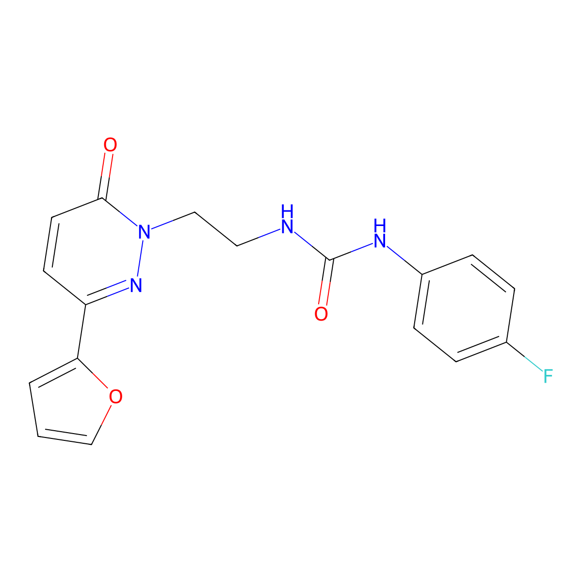 1-(4-fluorophenyl)-3-(2-(3-(furan-2-yl)-6-oxopyridazin-1(6H)-yl)ethyl)urea molecular structure, CAS 1021082-01-8