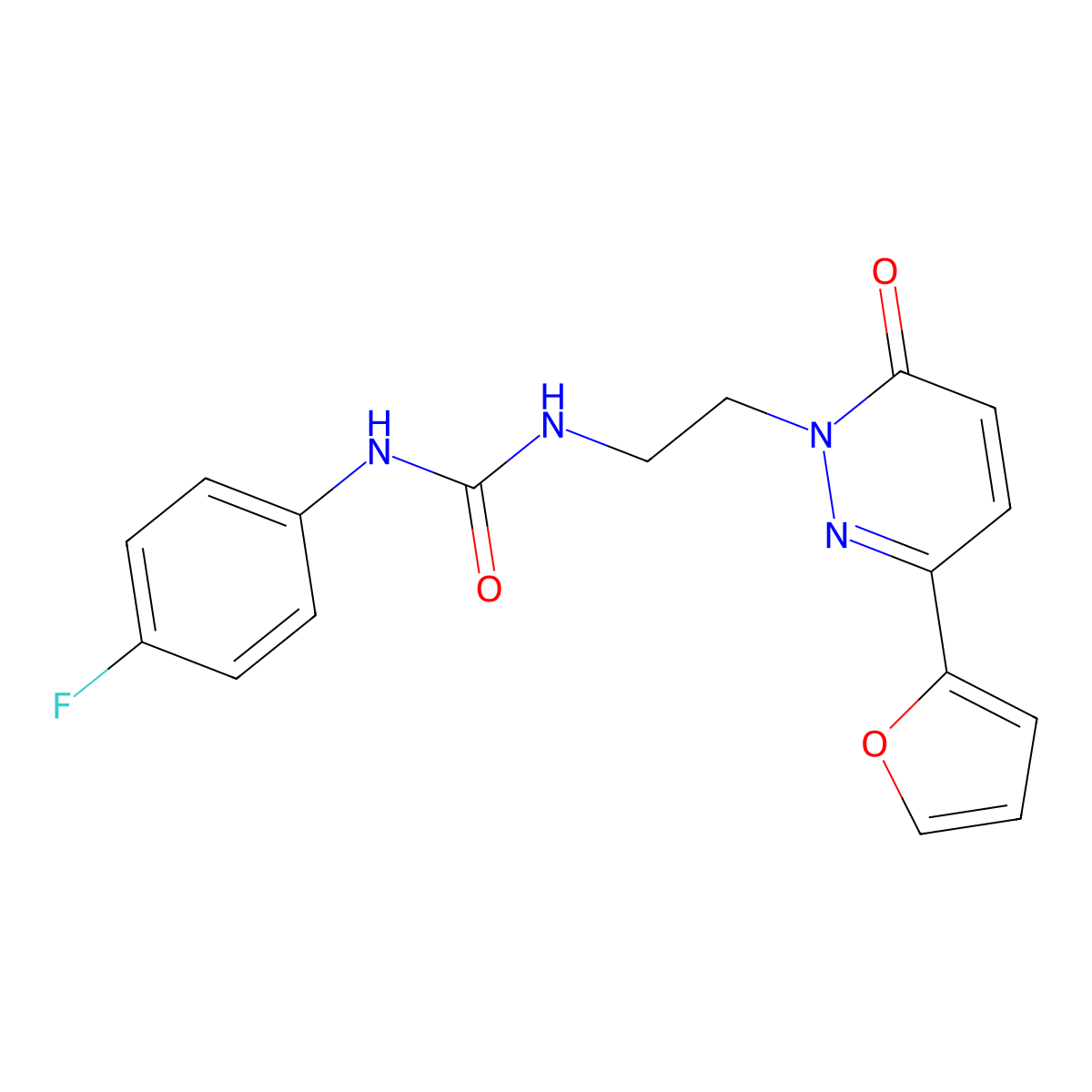 1-(4-fluorophenyl)-3-(2-(3-(furan-2-yl)-6-oxopyridazin-1(6H)-yl)ethyl)urea molecular structure, CAS 1021082-01-8