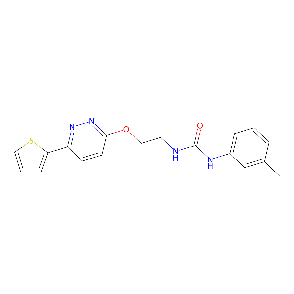 1-(2-((6-(Thiophen-2-yl)pyridazin-3-yl)oxy)ethyl)-3-(m-tolyl)urea molecular structure, CAS 1021082-07-4