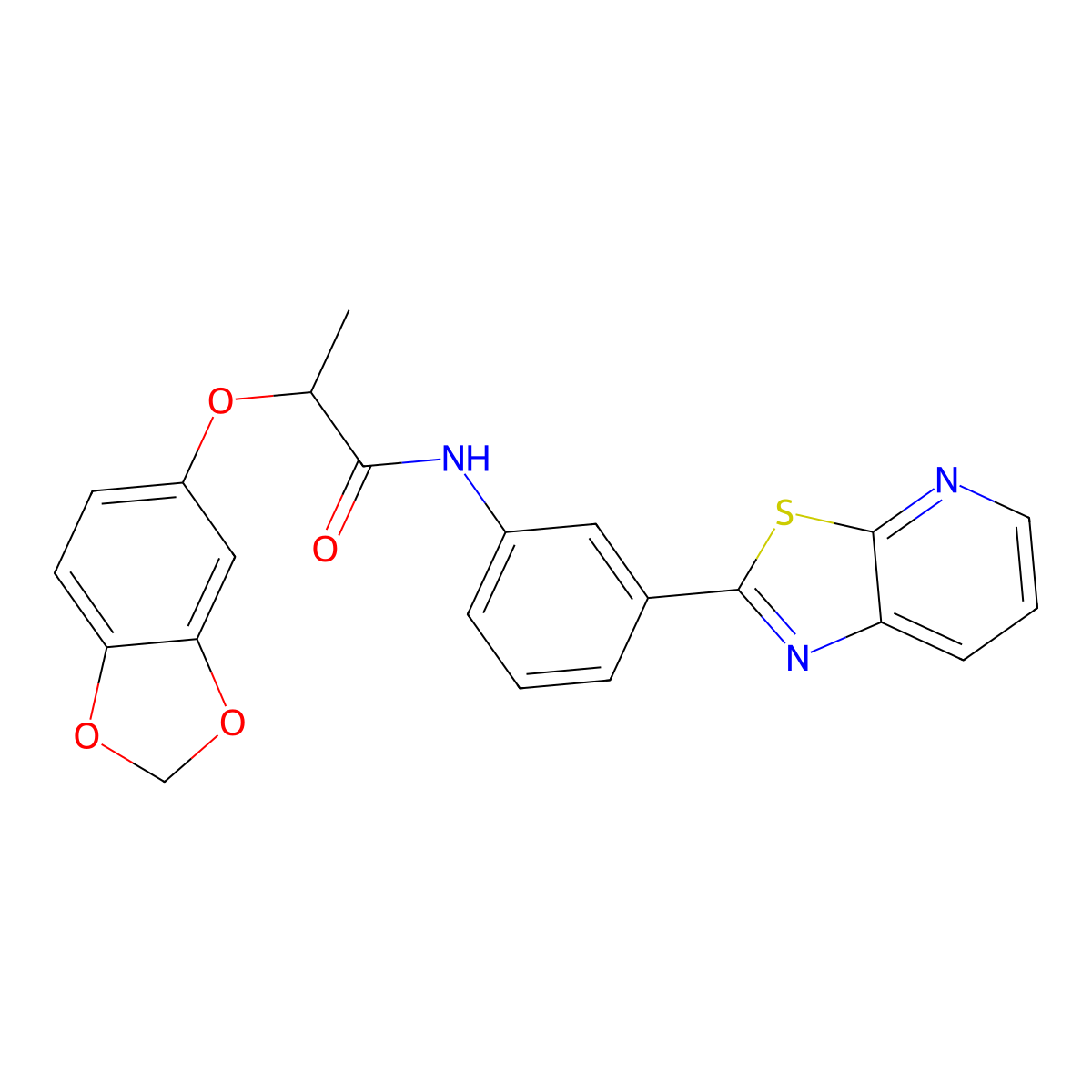 2-(benzo[d][1,3]dioxol-5-yloxy)-N-(3-(thiazolo[5,4-b]pyridin-2-yl)phenyl)propanamide molecular structure, CAS 1021082-22-3