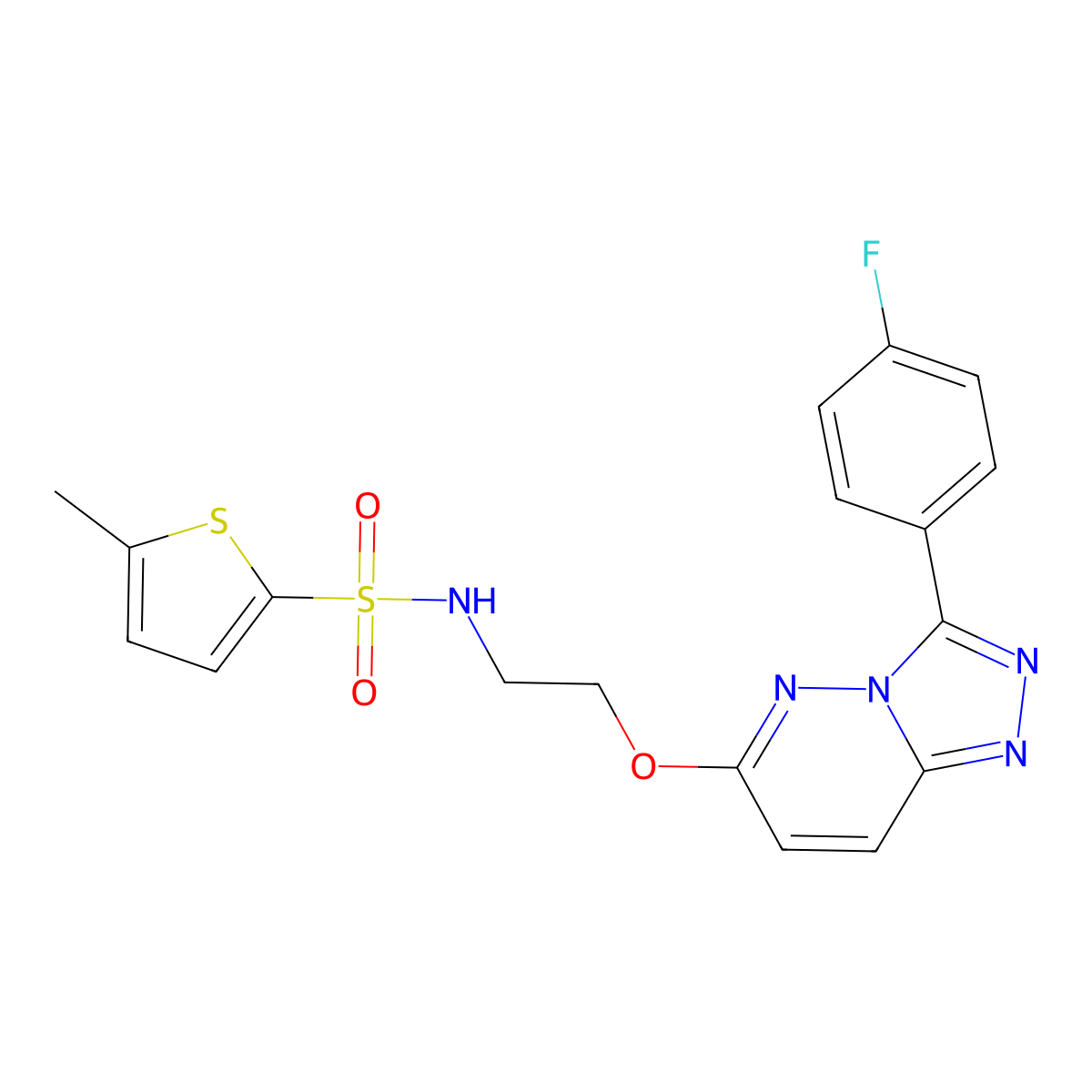N-(2-((3-(4-fluorophenyl)-[1,2,4]triazolo[4,3-b]pyridazin-6-yl)oxy)ethyl)-5-methylthiophene-2-sulfonamide molecular structure, CAS 1021082-37-0