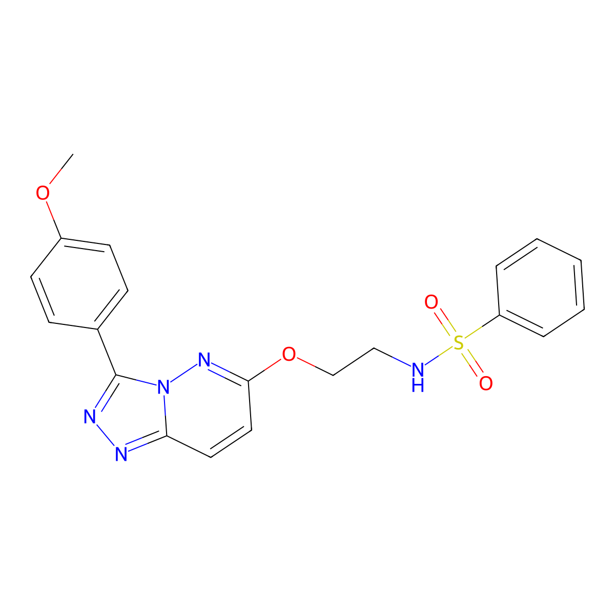 N-(2-((3-(4-methoxyphenyl)-[1,2,4]triazolo[4,3-b]pyridazin-6-yl)oxy)ethyl)benzenesulfonamide molecular structure, CAS 1021082-43-8