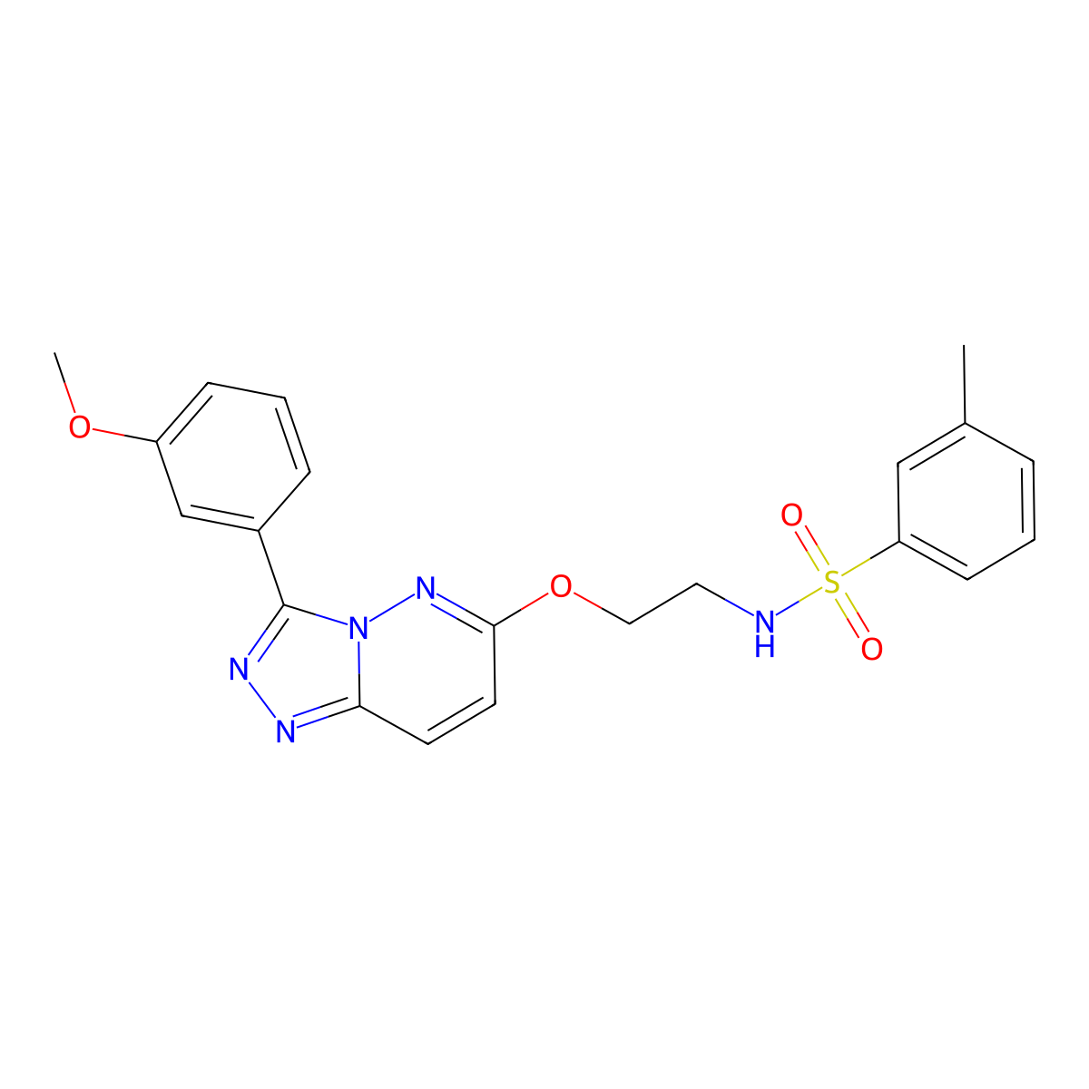 N-(2-((3-(3-methoxyphenyl)-[1,2,4]triazolo[4,3-b]pyridazin-6-yl)oxy)ethyl)-3-methylbenzenesulfonamide molecular structure, CAS 1021082-45-0