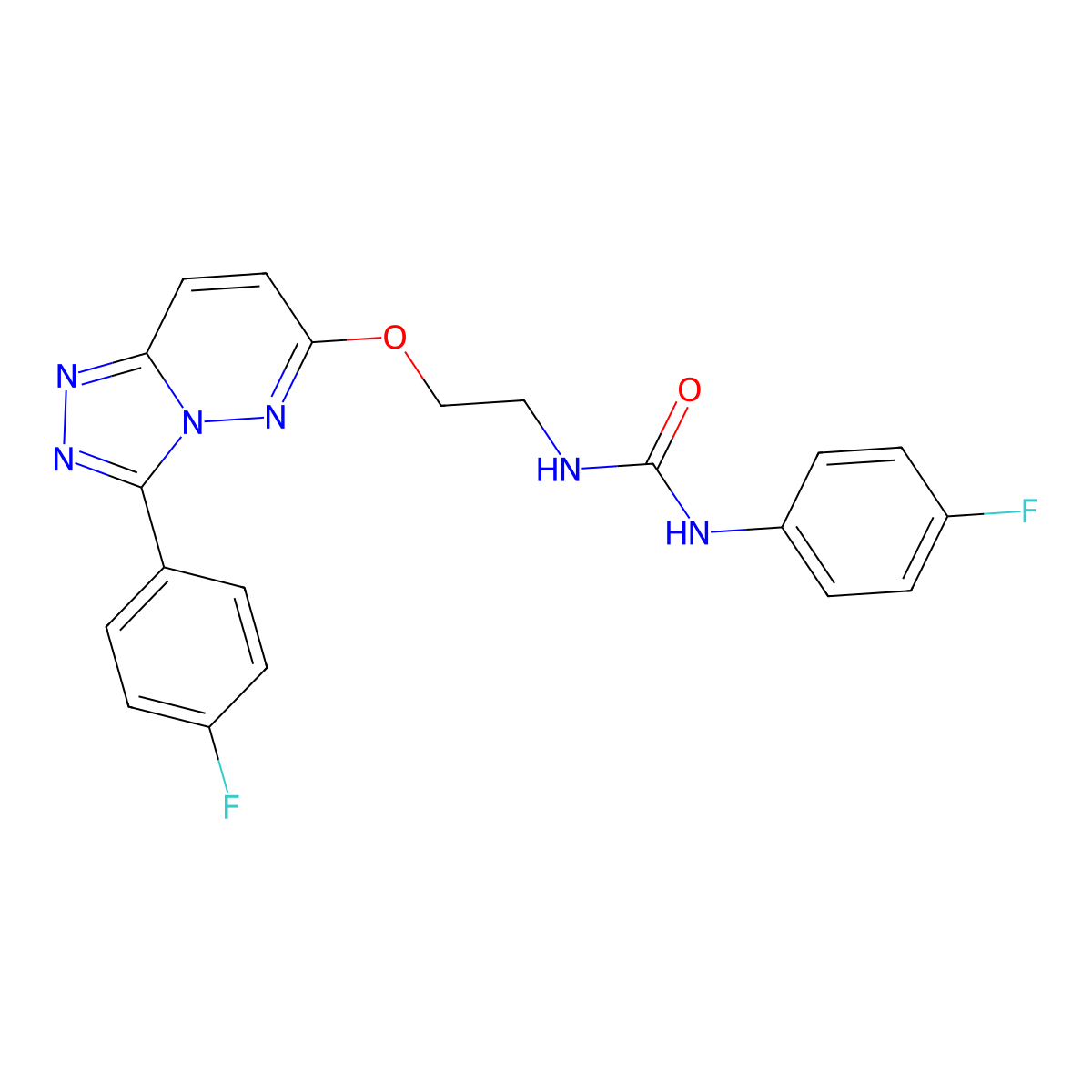 1-(4-Fluorophenyl)-3-(2-((3-(4-fluorophenyl)-[1,2,4]triazolo[4,3-b]pyridazin-6-yl)oxy)ethyl)urea molecular structure, CAS 1021082-60-9