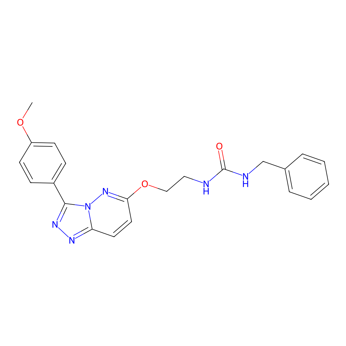 1-Benzyl-3-(2-((3-(4-methoxyphenyl)-[1,2,4]triazolo[4,3-b]pyridazin-6-yl)oxy)ethyl)urea molecular structure, CAS 1021082-63-2