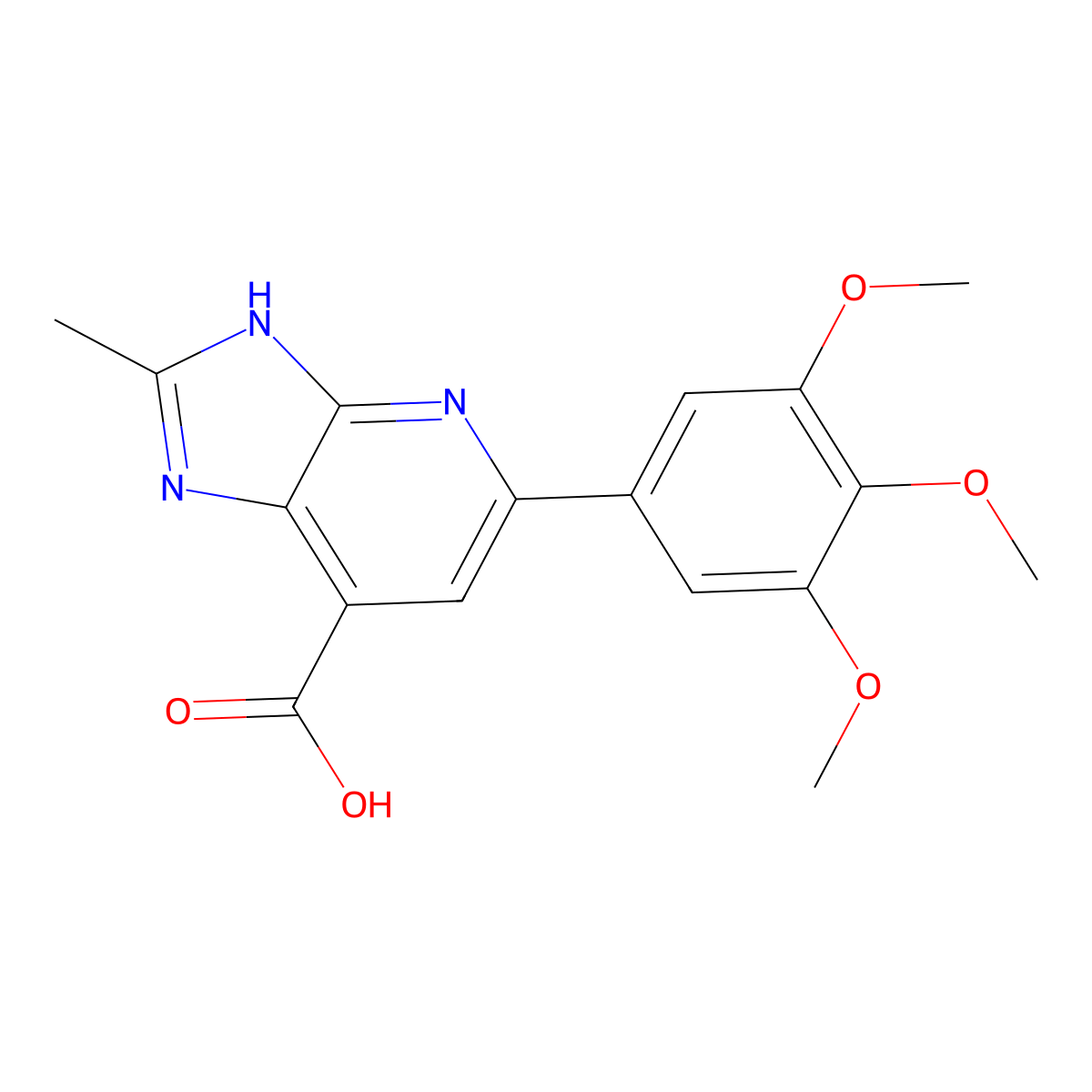 2-methyl-5-(3,4,5-trimethoxyphenyl)-3H-imidazo[4,5-b]pyridine-7-carboxylic acid molecular structure, CAS 1021083-43-1