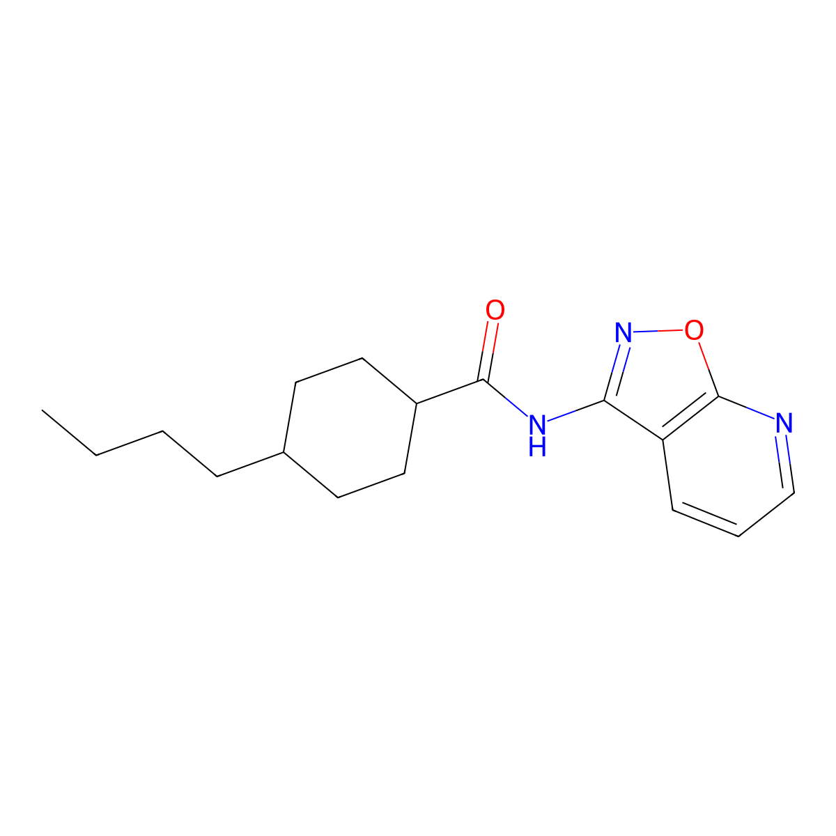 4-butyl-N-([1,2]oxazolo[5,4-b]pyridin-3-yl)cyclohexanecarboxamide molecular structure, CAS 1021083-61-3