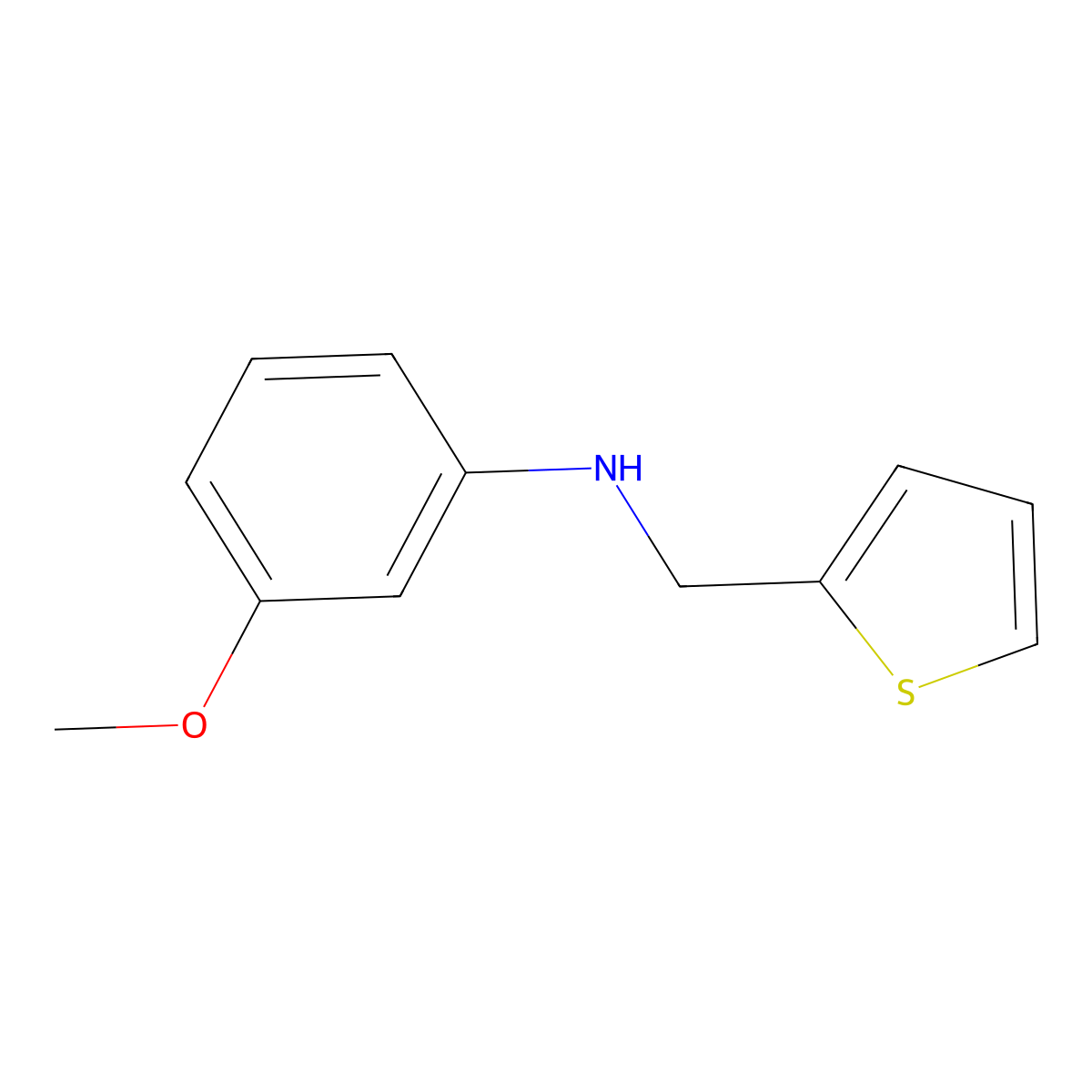 3-methoxy-N-(thiophen-2-ylmethyl)aniline molecular structure, CAS 1021084-66-1