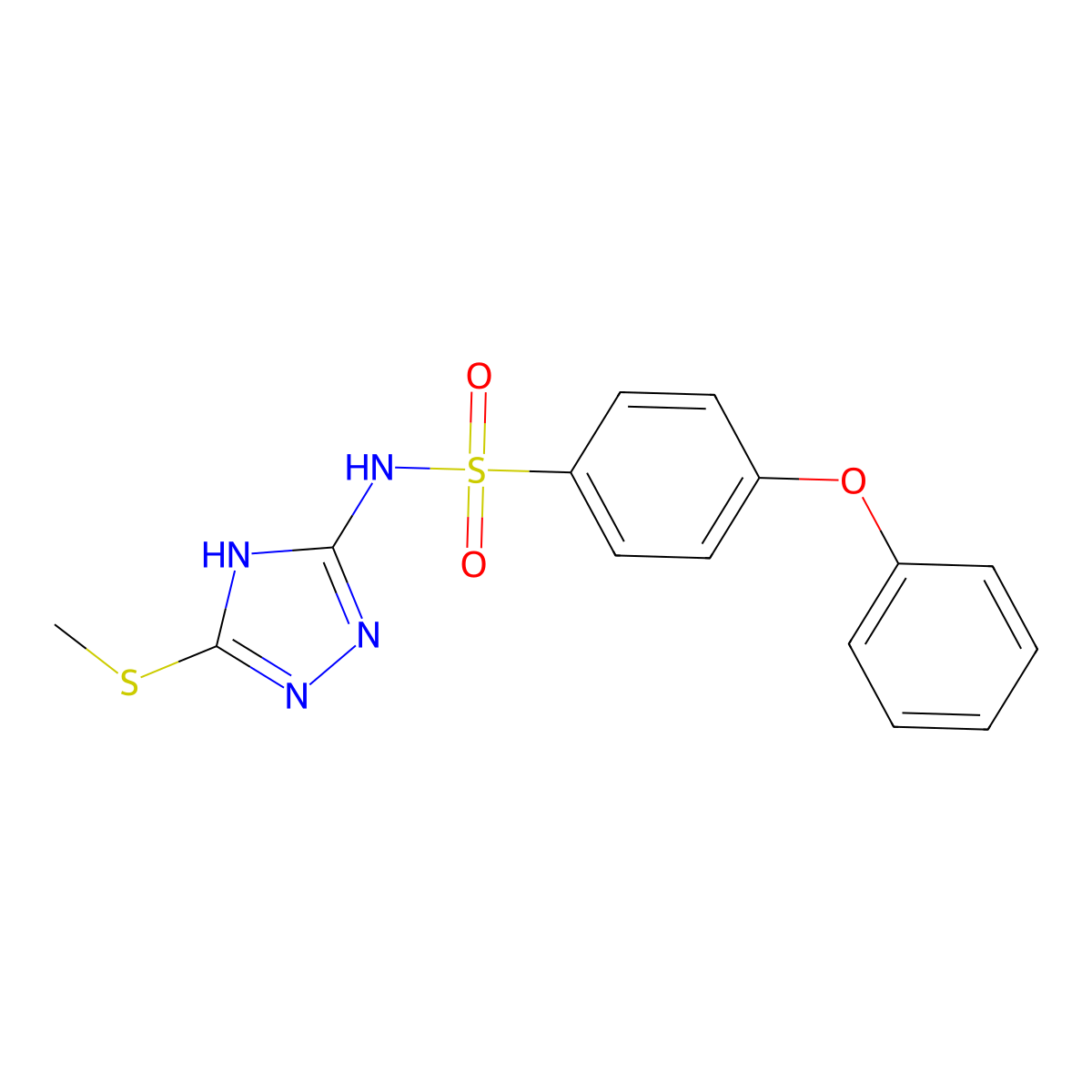 N-[5-(methylsulfanyl)-4H-1,2,4-triazol-3-yl]-4-phenoxybenzene-1-sulfonamide molecular structure, CAS 1021088-95-8