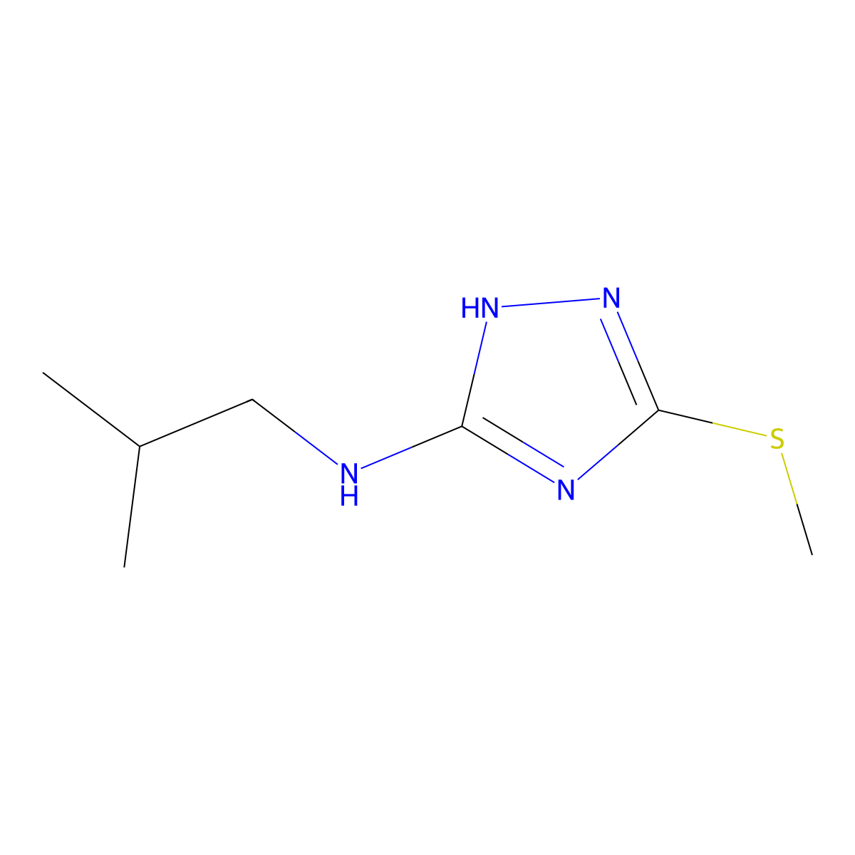 N-(2-Methylpropyl)-3-(methylsulfanyl)-1H-1,2,4-triazol-5-amine molecular structure, CAS 1021088-99-2