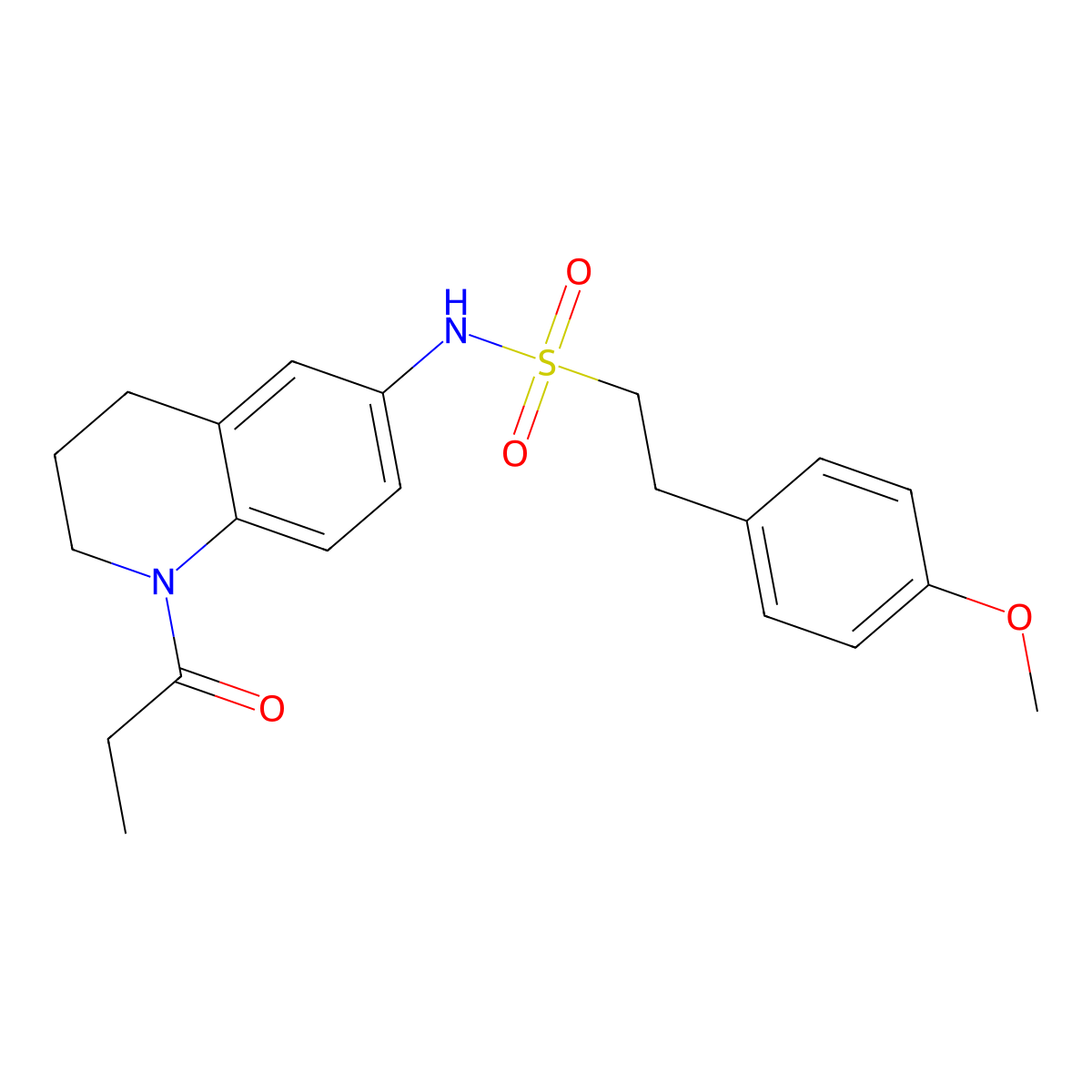 2-(4-methoxyphenyl)-N-(1-propionyl-1,2,3,4-tetrahydroquinolin-6-yl)ethanesulfonamide molecular structure, CAS 1021089-10-0