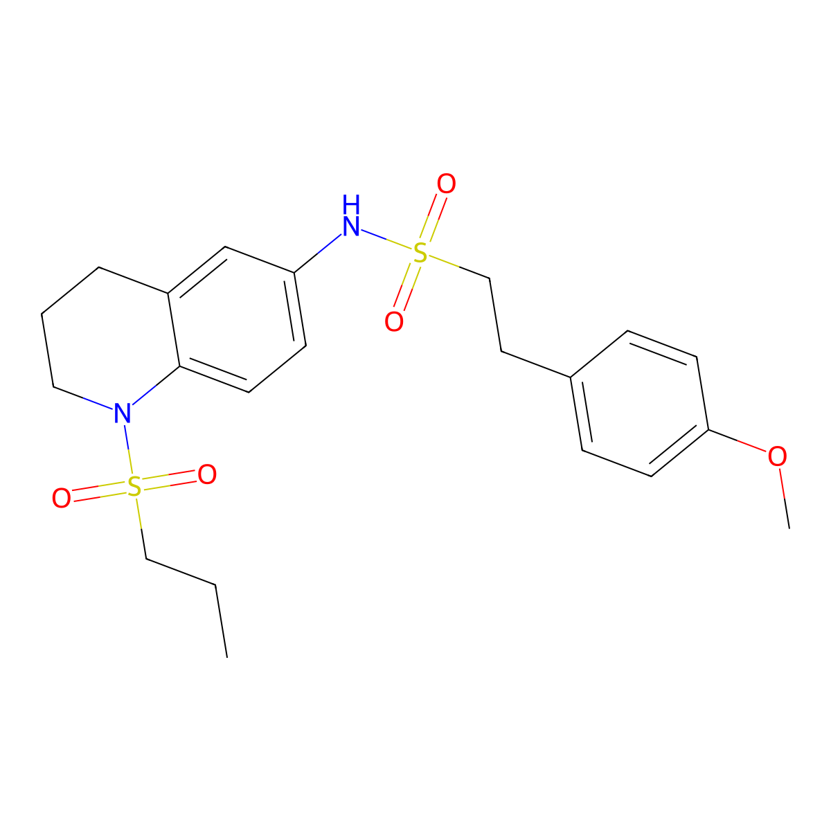 2-(4-methoxyphenyl)-N-(1-(propylsulfonyl)-1,2,3,4-tetrahydroquinolin-6-yl)ethanesulfonamide molecular structure, CAS 1021089-14-4