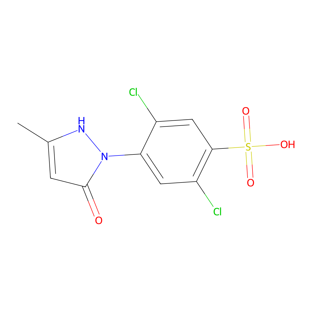 2,5-dichloro-4-(5-methyl-3-oxo-1H-pyrazol-2-yl)benzenesulfonic acid molecular structure, CAS 1021089-24-6