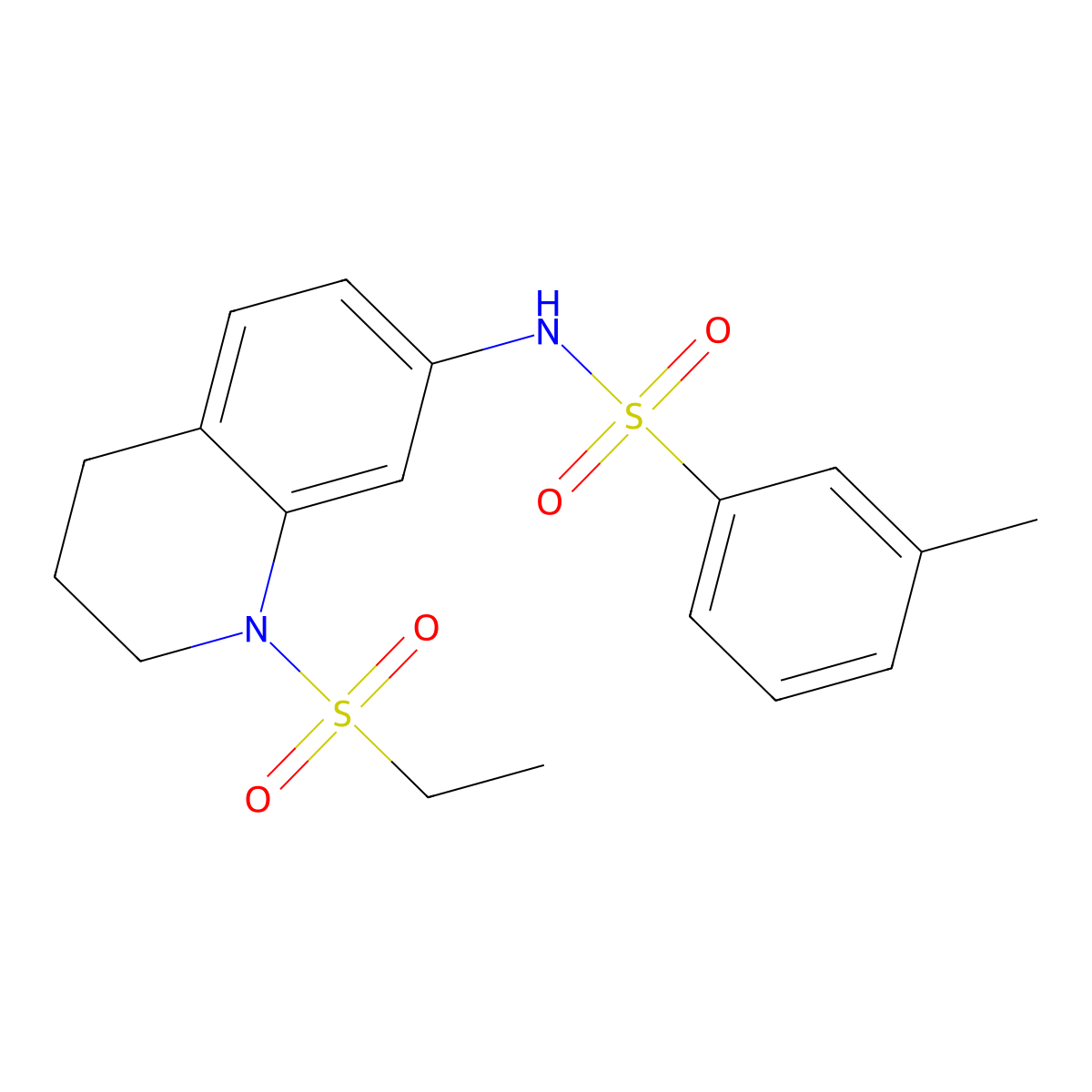 N-(1-(ethylsulfonyl)-1,2,3,4-tetrahydroquinolin-7-yl)-3-methylbenzenesulfonamide molecular structure, CAS 1021089-30-4