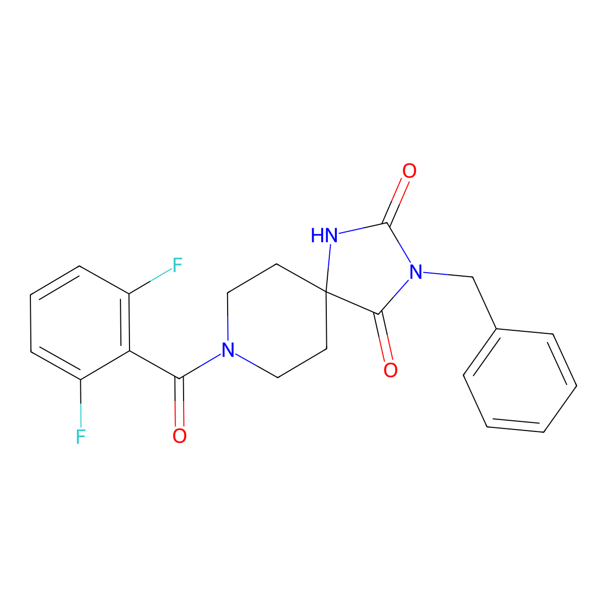 3-Benzyl-8-(2,6-difluorobenzoyl)-1,3,8-triazaspiro[4.5]decane-2,4-dione molecular structure, CAS 1021089-40-6