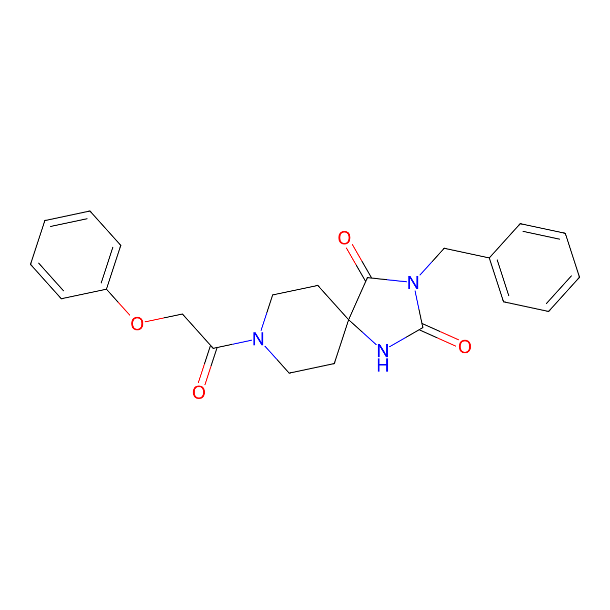 3-Benzyl-8-(2-phenoxyacetyl)-1,3,8-triazaspiro[4.5]decane-2,4-dione molecular structure, CAS 1021089-43-9