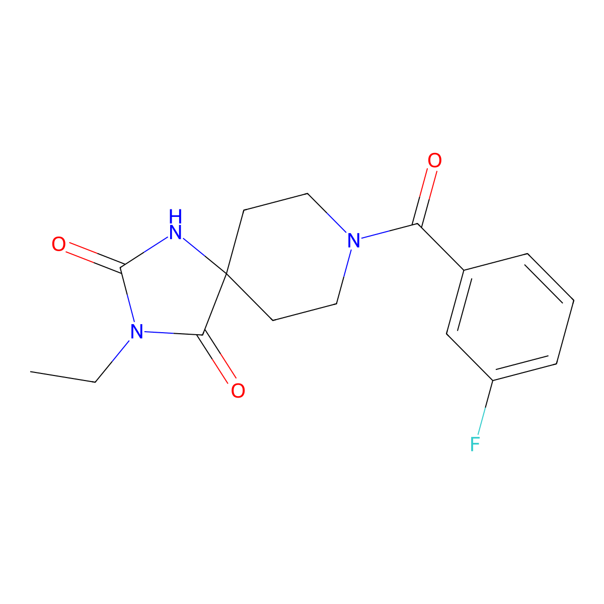 3-Ethyl-8-(3-fluorobenzoyl)-1,3,8-triazaspiro[4.5]decane-2,4-dione molecular structure, CAS 1021089-50-8