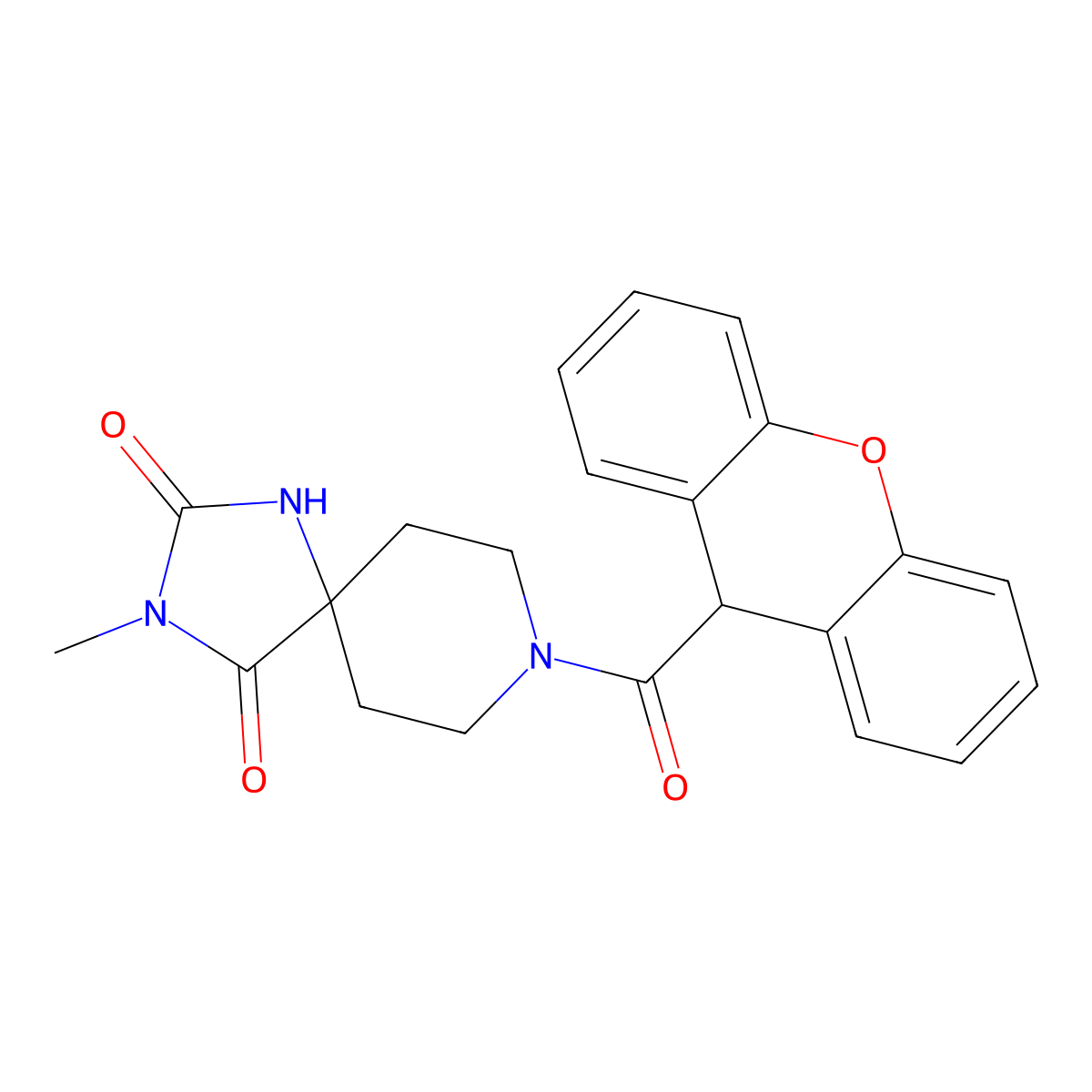 3-methyl-8-(9H-xanthene-9-carbonyl)-1,3,8-triazaspiro[4.5]decane-2,4-dione molecular structure, CAS 1021089-59-7