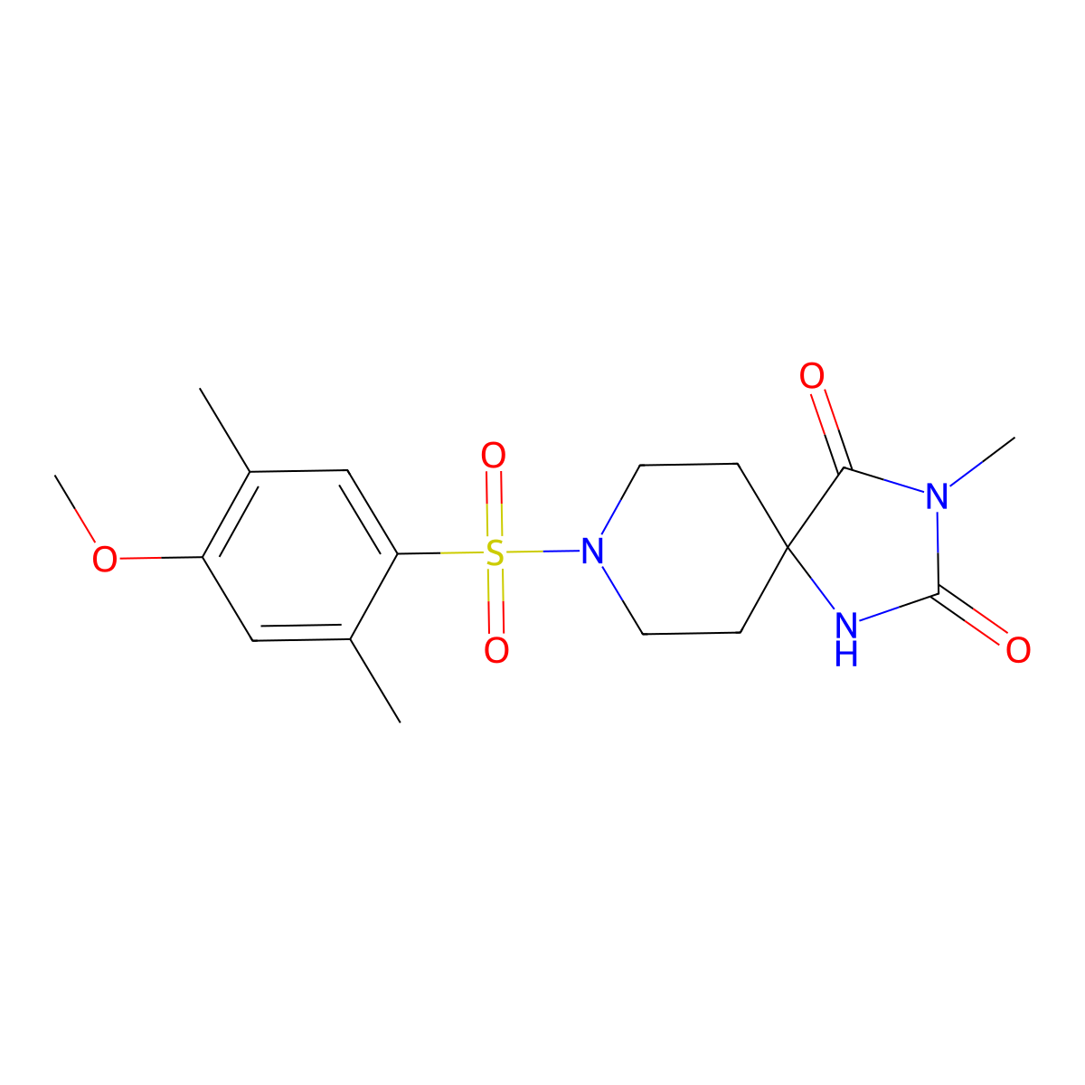 8-((4-Methoxy-2,5-dimethylphenyl)sulfonyl)-3-methyl-1,3,8-triazaspiro[4.5]decane-2,4-dione molecular structure, CAS 1021089-61-1