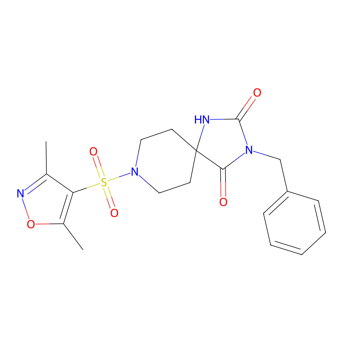 3-Benzyl-8-((3,5-dimethylisoxazol-4-yl)sulfonyl)-1,3,8-triazaspiro[4.5]decane-2,4-dione molecular structure, CAS 1021089-63-3