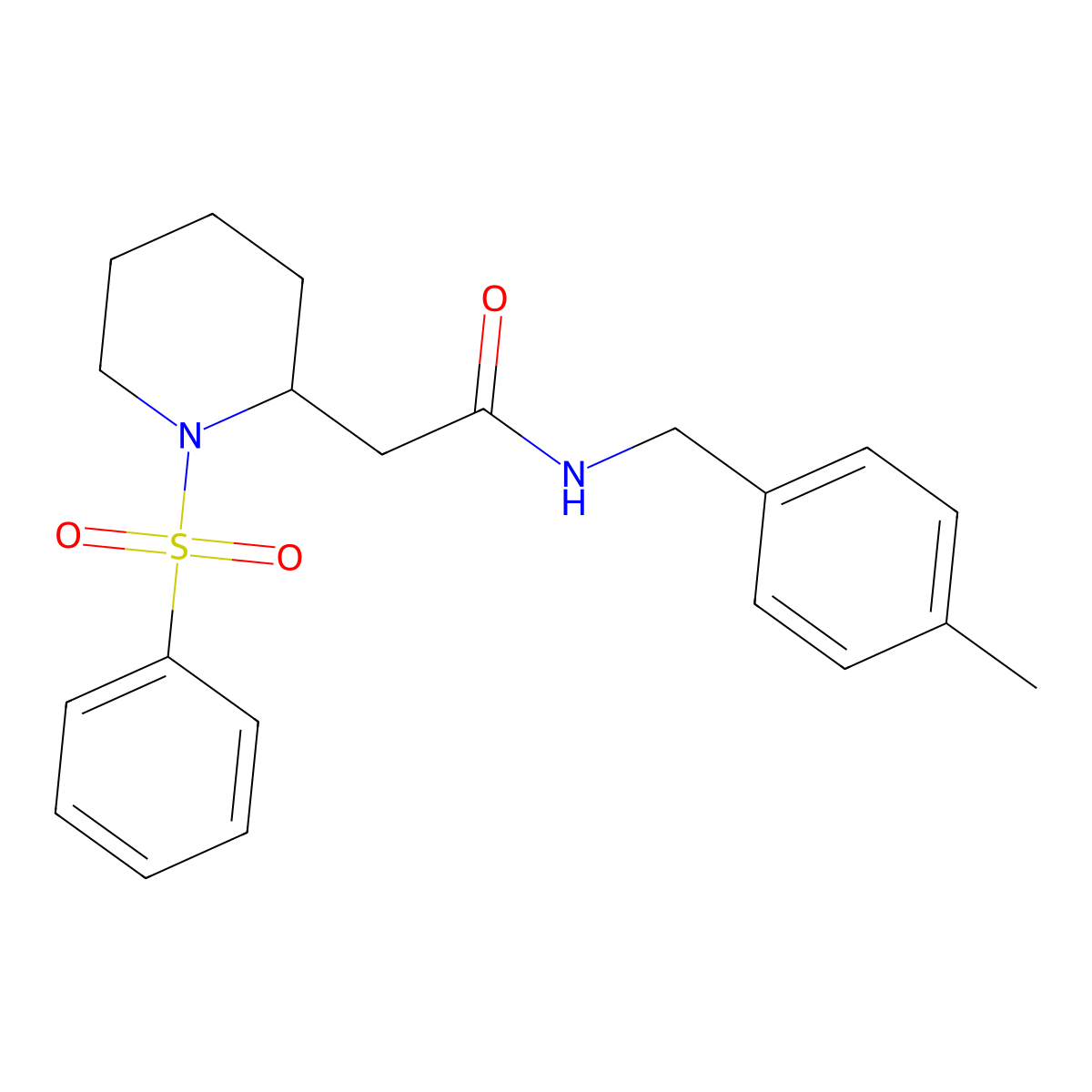 N-(4-methylbenzyl)-2-(1-(phenylsulfonyl)piperidin-2-yl)acetamide molecular structure, CAS 1021089-65-5