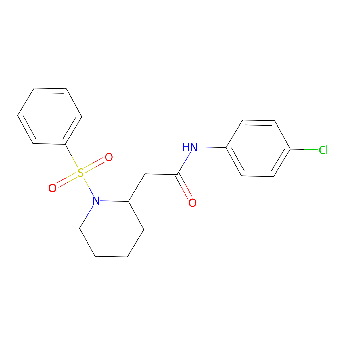 N-(4-chlorophenyl)-2-(1-(phenylsulfonyl)piperidin-2-yl)acetamide molecular structure, CAS 1021089-67-7